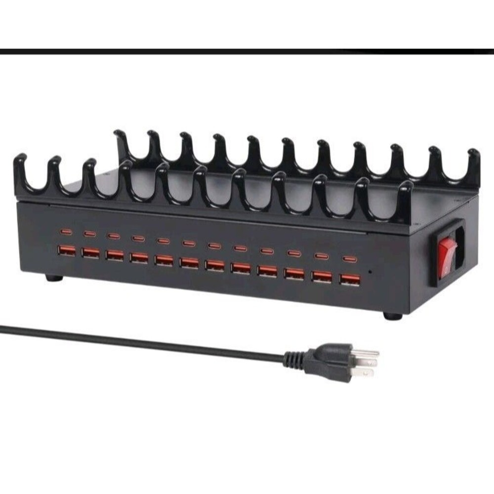 300W Charging Station for Multiple Devices - 24 Ports USB Fast Charging Station